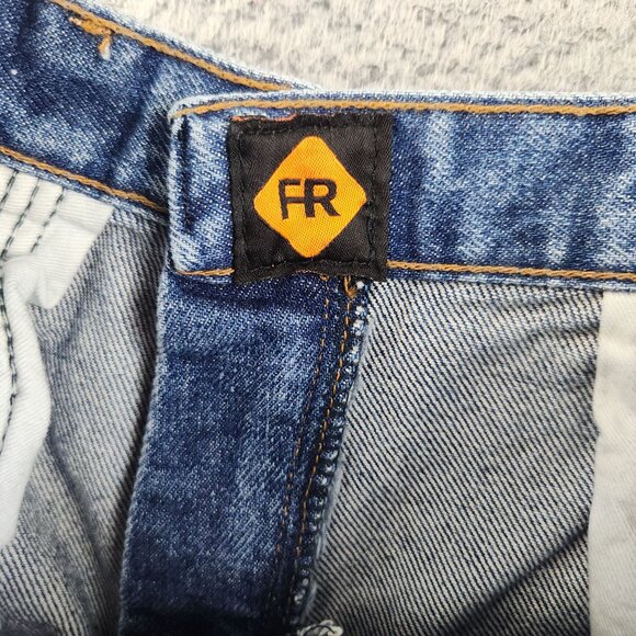 Wrangler Riggs Jeans Mens 34x32 Blue Workwear Carpenter FR Relaxed Faded Denim - Picture 9 of 16